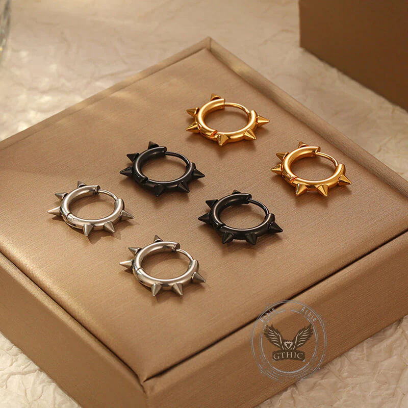 13217-solid-color-spike-stainless-steel-huggie-earrings-8.webp Solid Color Spike Stainless Steel Huggie Earrings