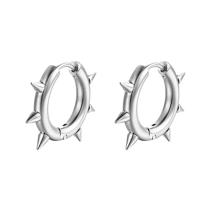 13218-silver-a-pair-silver-a-pair-variation-1.webp Solid Color Spike Stainless Steel Huggie Earrings