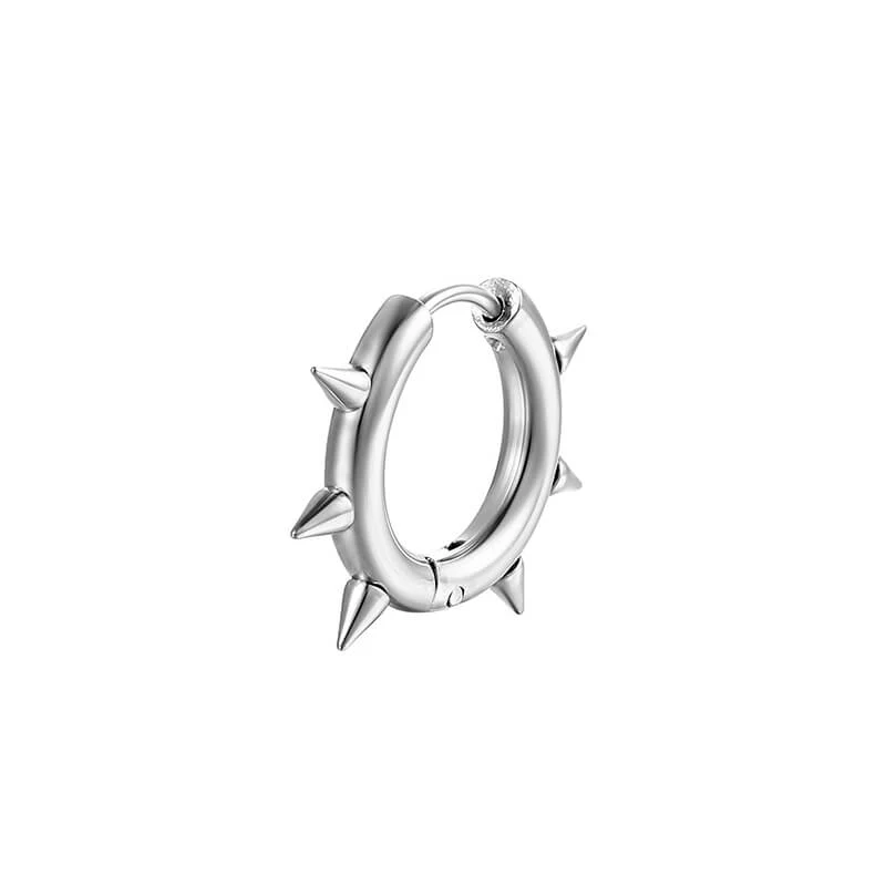 13219-silver-single-silver-single-variation-1.webp Solid Color Spike Stainless Steel Huggie Earrings