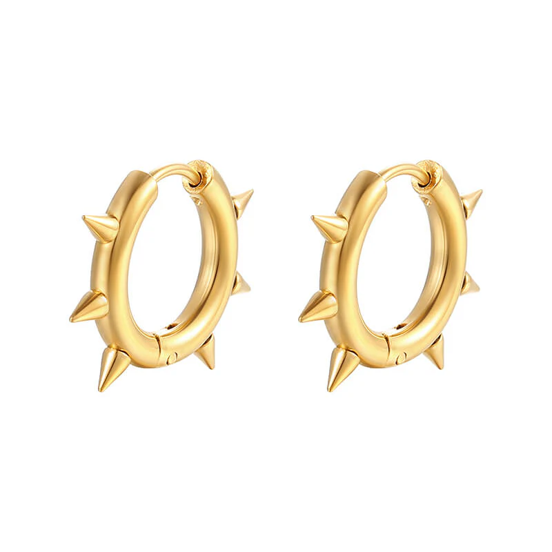 13220-gold-a-pair-gold-a-pair-variation-1.webp Solid Color Spike Stainless Steel Huggie Earrings