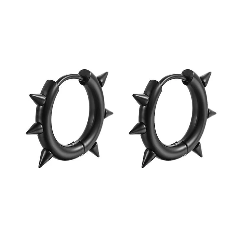 13222-black-a-pair-black-a-pair-variation-1.webp Solid Color Spike Stainless Steel Huggie Earrings