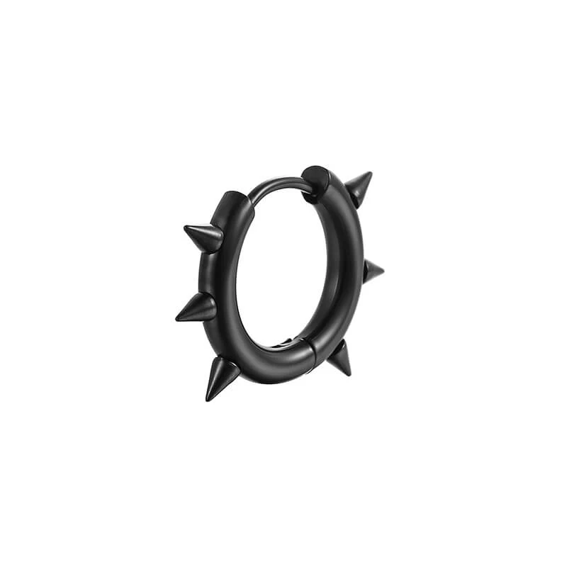 13223-black-single-black-single-variation-1.webp Solid Color Spike Stainless Steel Huggie Earrings