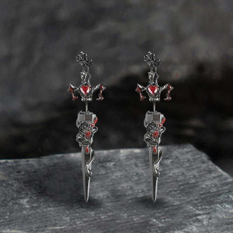 13350-black-a-pair-black-a-pair-variation-1.webp Gothic Rose Sword Stainless Steel Stud Earrings