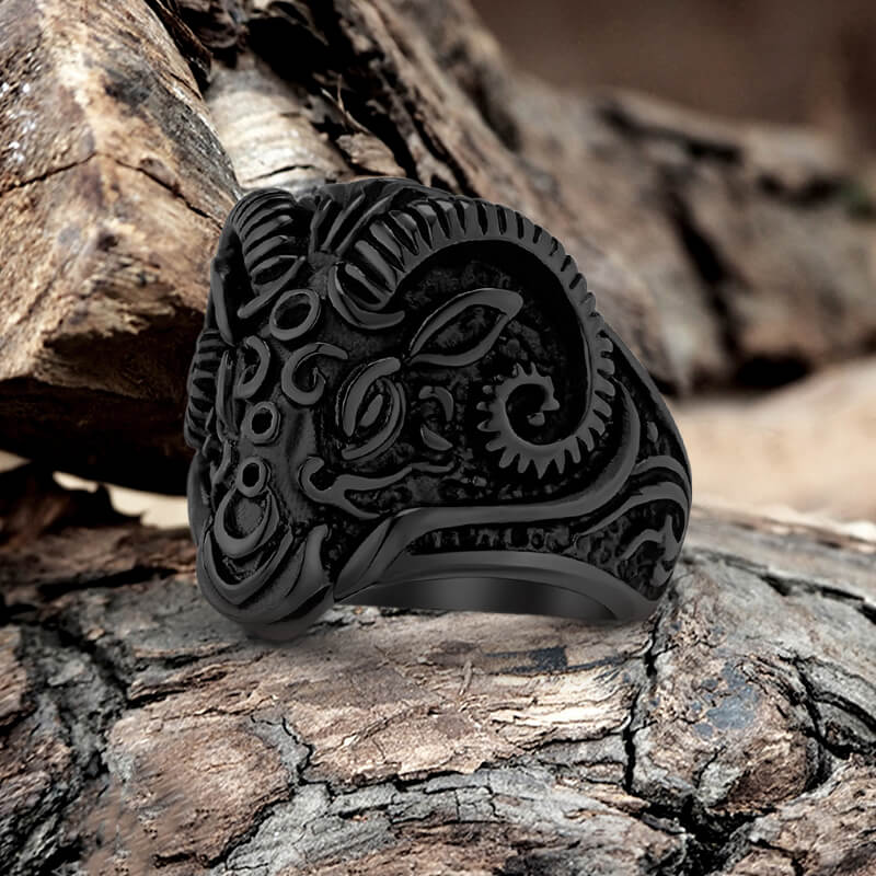 Vintage Goat Head Stainless Steel Ring