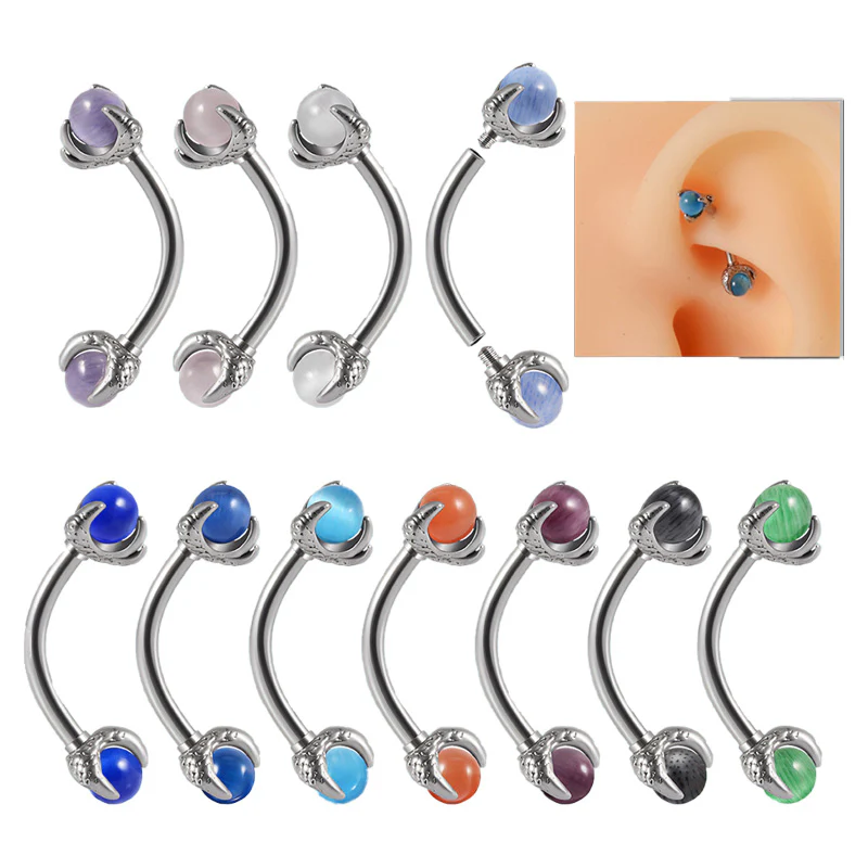 Gothic Dragon Claw Bead Stainless Steel Piercing Earrings