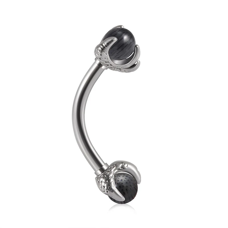 Gothic Dragon Claw Bead Stainless Steel Piercing Earrings