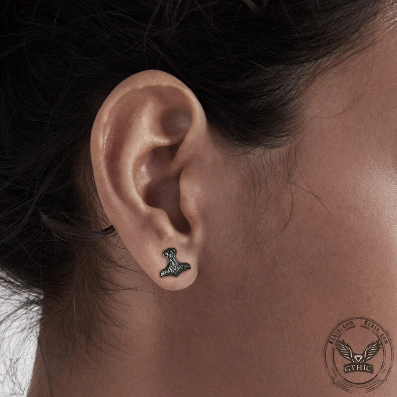 13398-viking-mjolnir-stainless-steel-stud-earrings-2.webp Viking Mjolnir Stainless Steel Stud Earrings