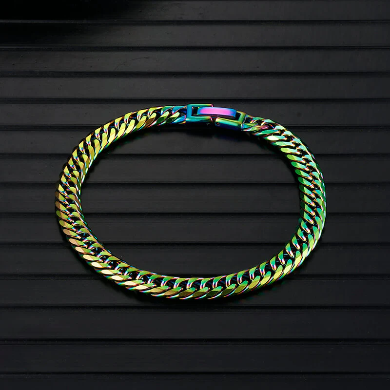Solid Color Curb Link Chain Stainless Steel Bracelet