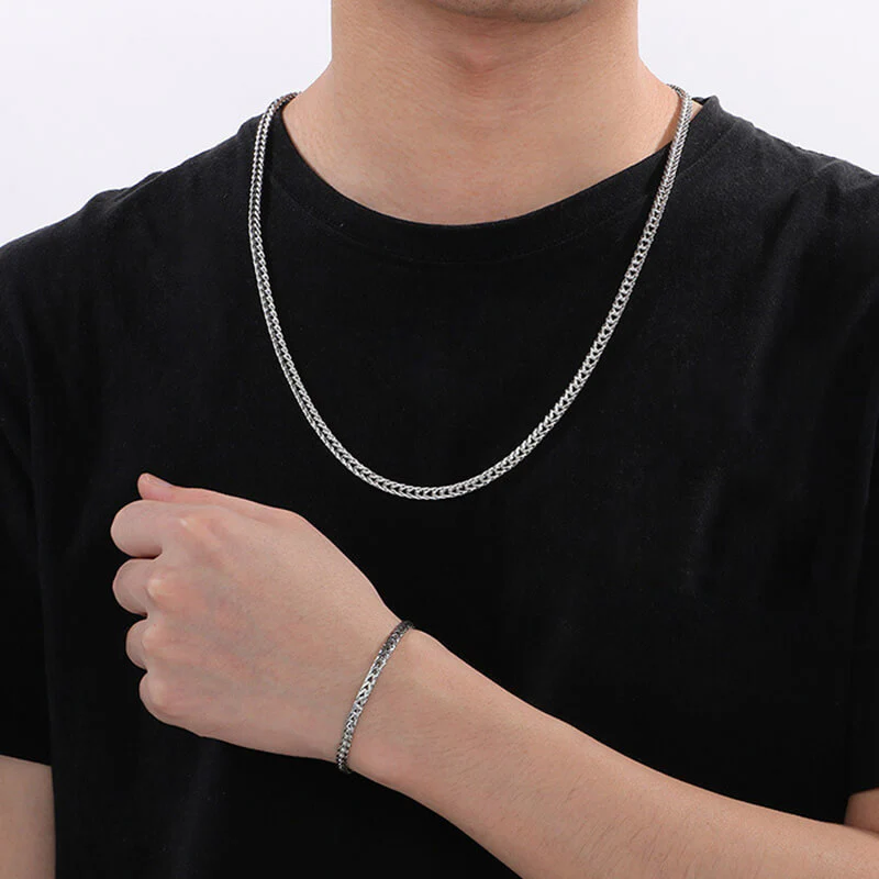 Simple Solid Color Jewelry Buckle Stainless Steel Necklace