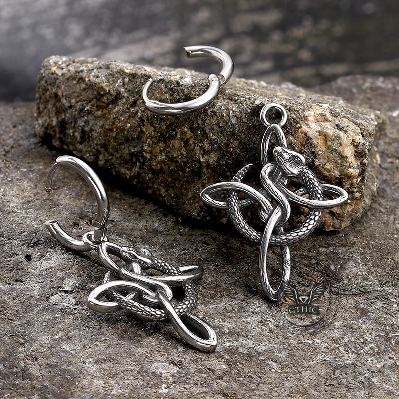 Vintage Snake Celtic Knot Stainless Steel Earrings