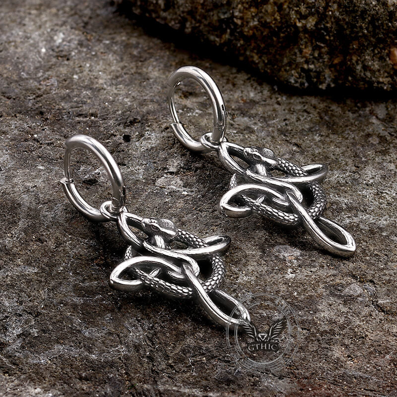 Vintage Snake Celtic Knot Stainless Steel Earrings