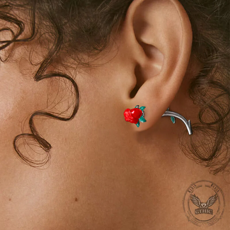 Rose Buds Stainless Steel Piercing Earrings
