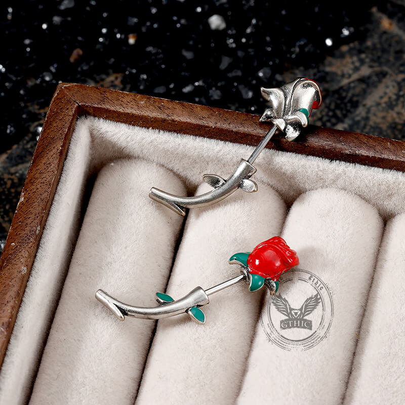 Rose Buds Stainless Steel Piercing Earrings