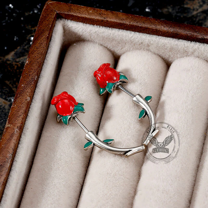 Rose Buds Stainless Steel Piercing Earrings