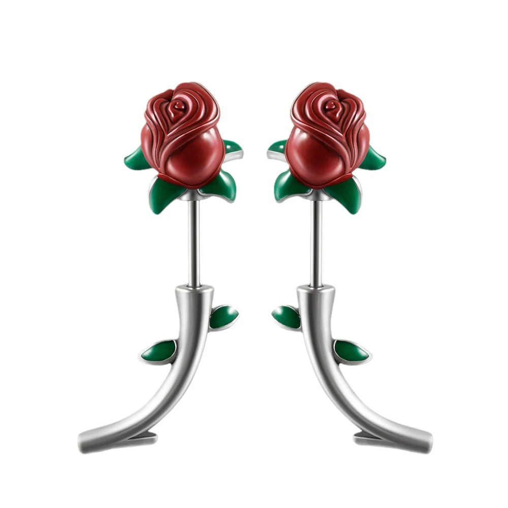 Rose Buds Stainless Steel Piercing Earrings