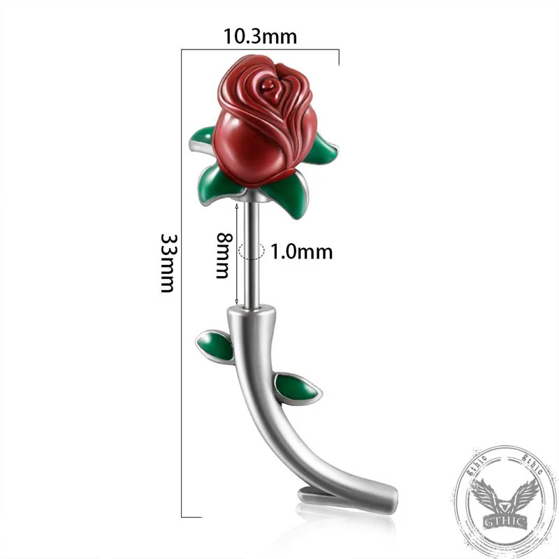 Rose Buds Stainless Steel Piercing Earrings