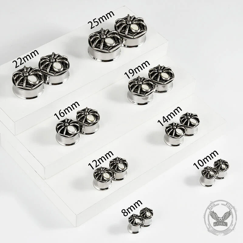 Gothic Spider Design Stainless Steel Ear Gauges