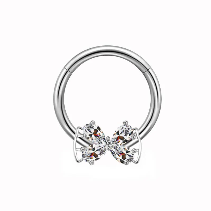 Devil heart Butterfly Zircon Stainless Steel Nipple Ring