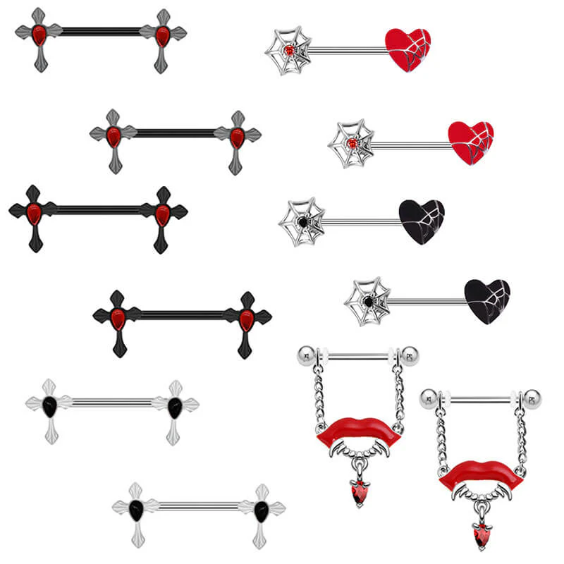 Double Cross Stainless Steel Nipple Ring Piercing
