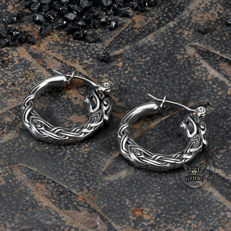 Punk Viking Dragon Stainless Steel Stud Earrings