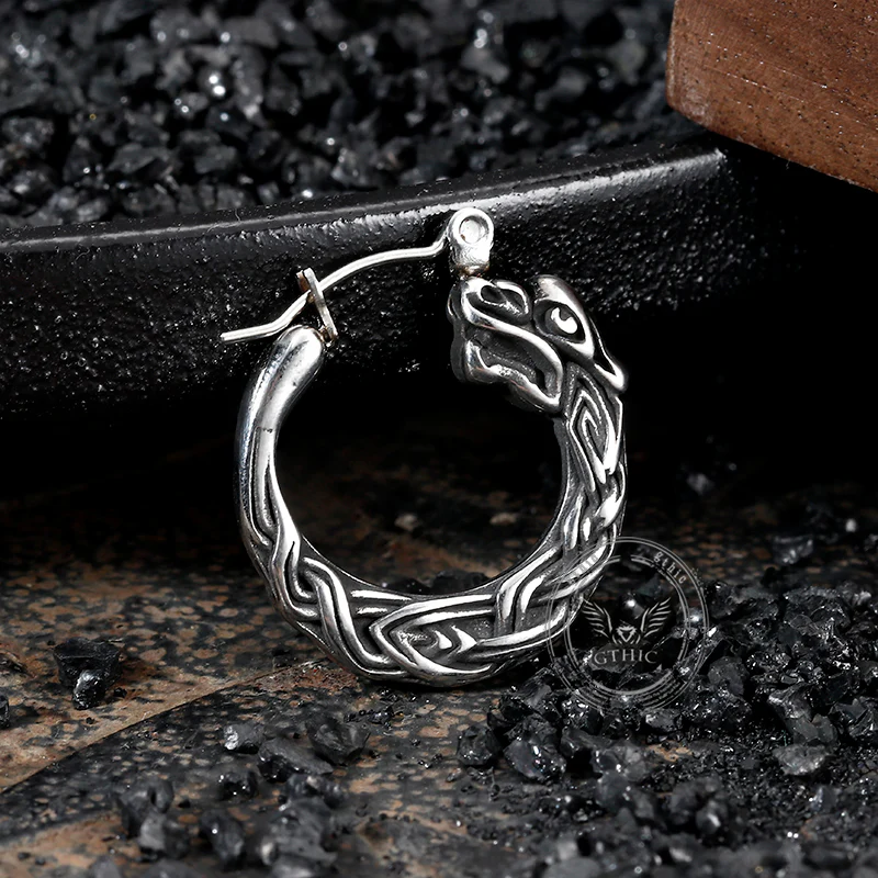 Punk Viking Dragon Stainless Steel Stud Earrings