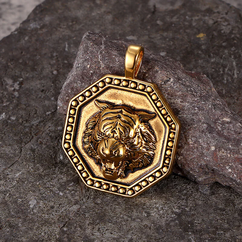 Vintage Tiger Head Stainless Steel Pendant