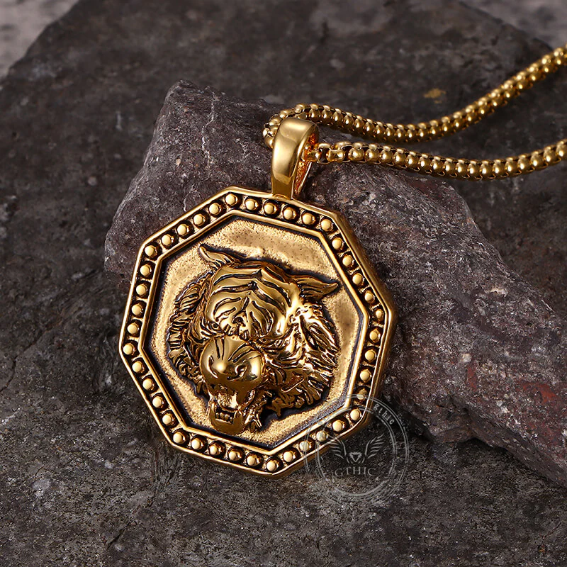 Vintage Tiger Head Stainless Steel Pendant