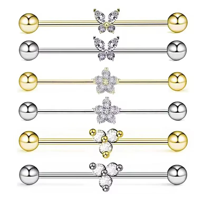 Butterfly Inlaid Zircon Stainless Steel Industrial Piercing
