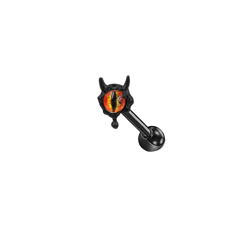 Gothic Feather Demon Eye Stainless Steel Industrial Piercing