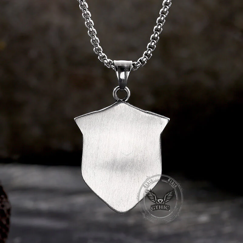 Punk Lion Wolf Shield Stainless Steel Necklace