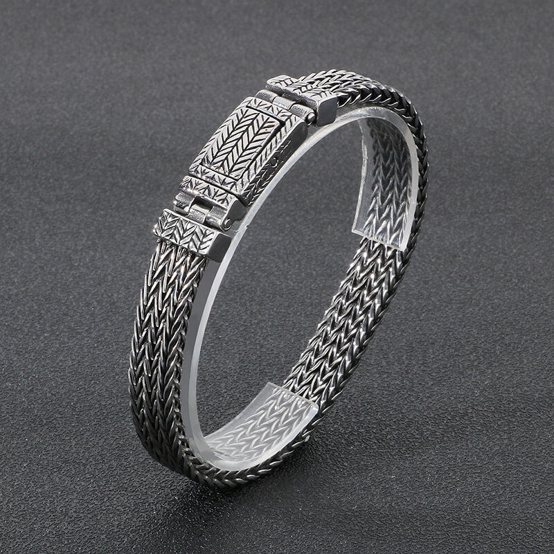 13745-simple-wheat-braided-stainless-steel-bracelet-3.jpg Simple Wheat Braided Stainless Steel Bracelet
