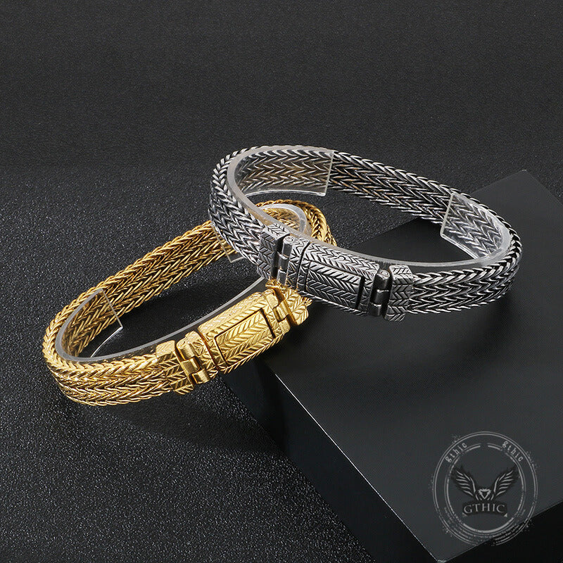 13745-simple-wheat-braided-stainless-steel-bracelet-5.jpg Simple Wheat Braided Stainless Steel Bracelet