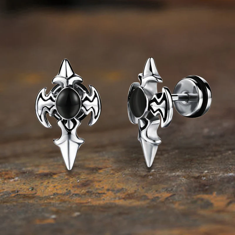 13762-punk-devil-wings-cross-stainless-steel-stud-earrings-1.webp Punk Devil Wings Cross Stainless Steel Stud Earrings