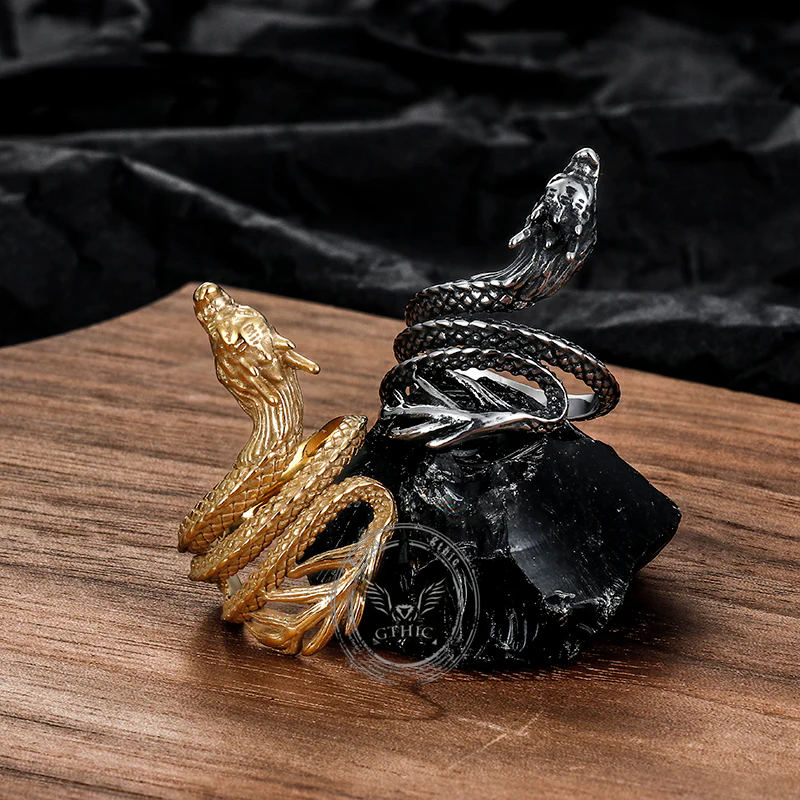 Vintage Coiled Chinese Dragon Stainless Steel Ring
