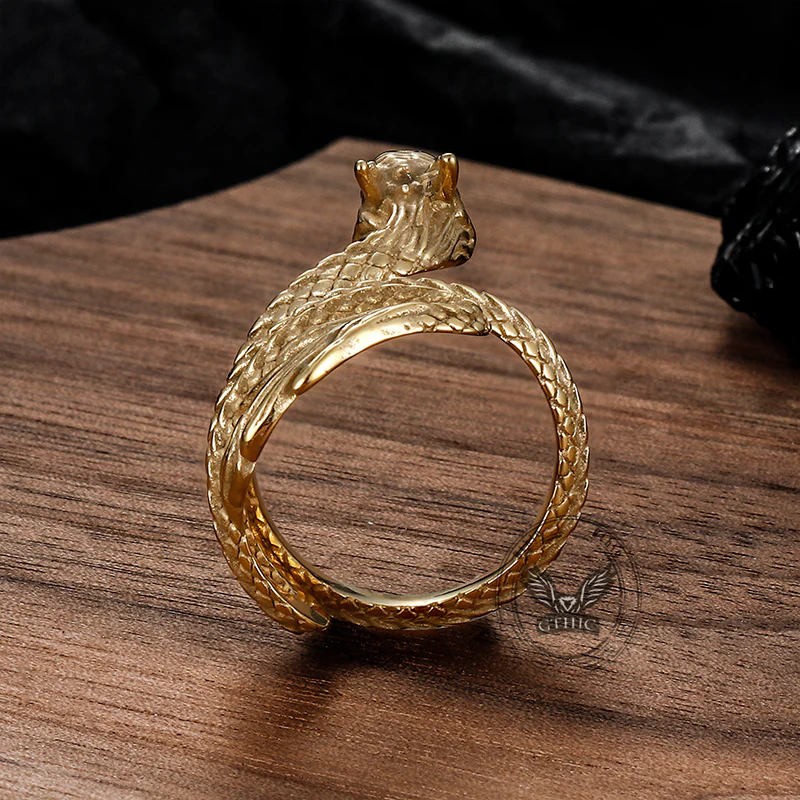 Vintage Coiled Chinese Dragon Stainless Steel Ring