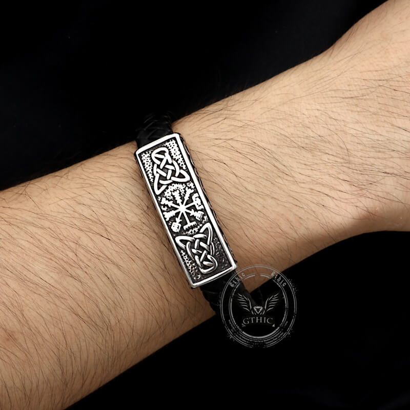 13779-vintage-viking-rune-stainless-steel-leather-bracelet-2.jpg Vintage Viking Rune Stainless Steel Leather Bracelet