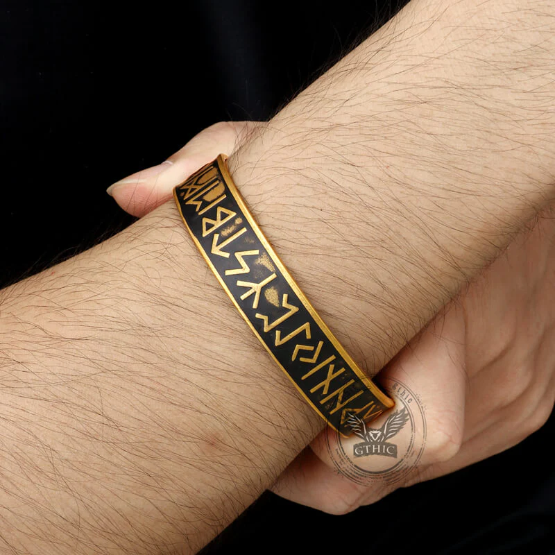 Nordic Rune Stainless Steel Viking Cuff Bracelet