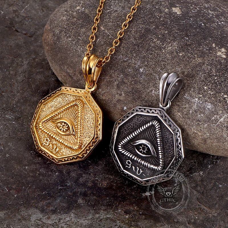 Vintage Eye of Providence Stainless Steel Pendant