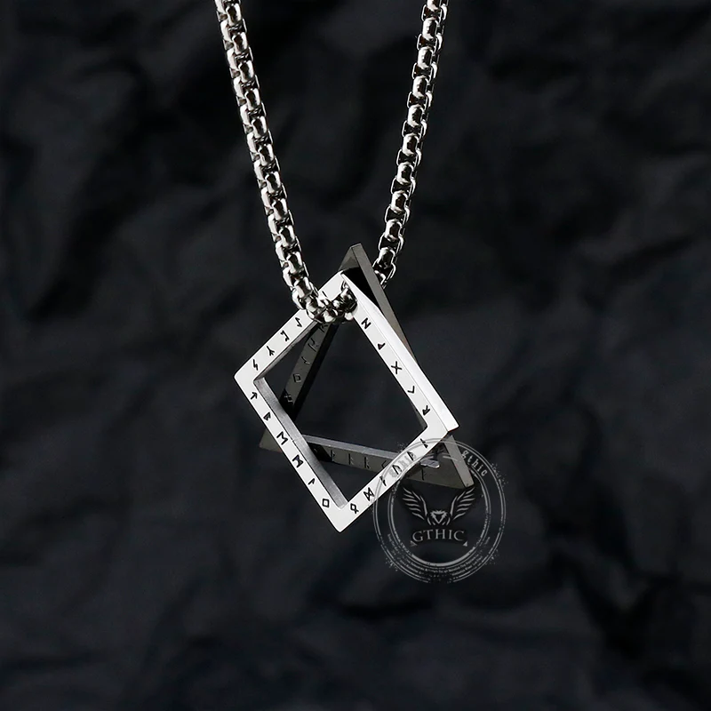 Triangle Geometric Viking Runes Stainless Steel Pendant