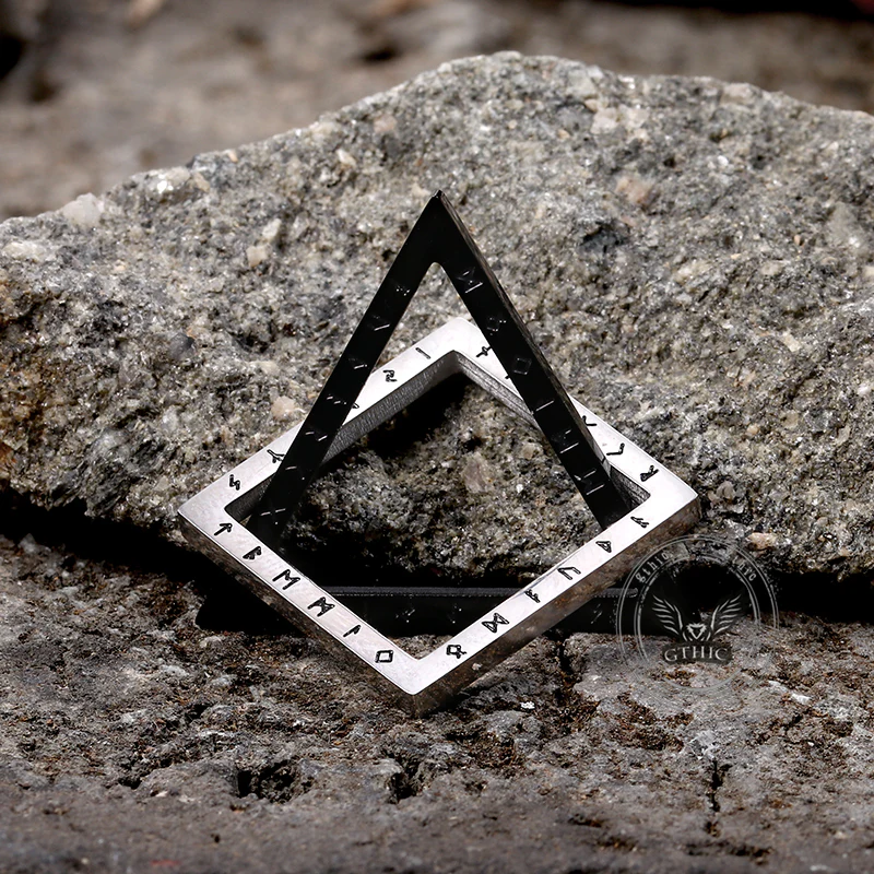 Triangle Geometric Viking Runes Stainless Steel Pendant