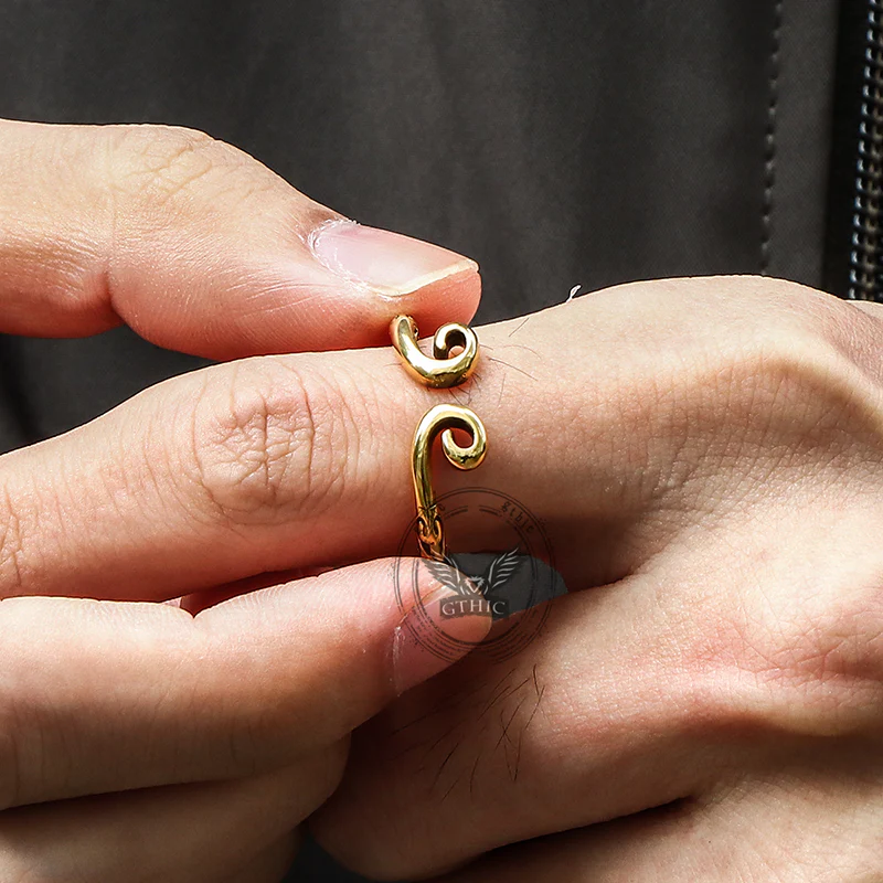 Vintage Pattern Wukong Tightening Curse Stainless Steel Open Ring