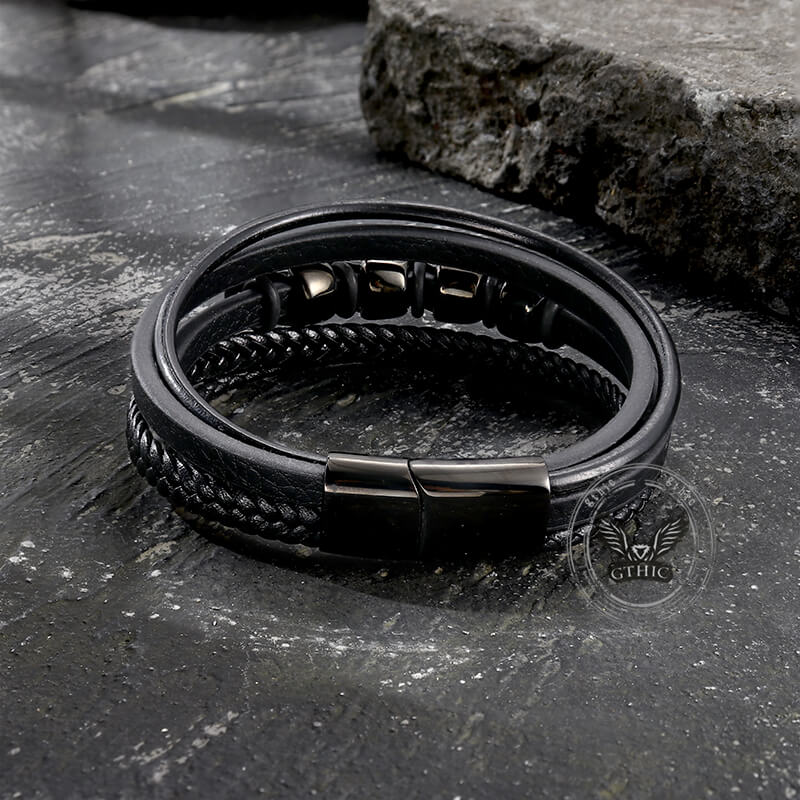 13949-punk-four-skulls-multi-layer-braided-leather-bracelet-5.jpg Punk Four Skulls Multi-Layer Braided Leather Bracelet