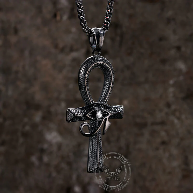 Eye of Ra Ankh Cross Stainless Steel Pendant