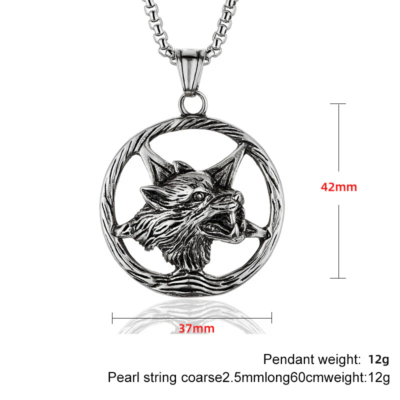 Vintage Viking Wolf Head Stainless Steel Pendant