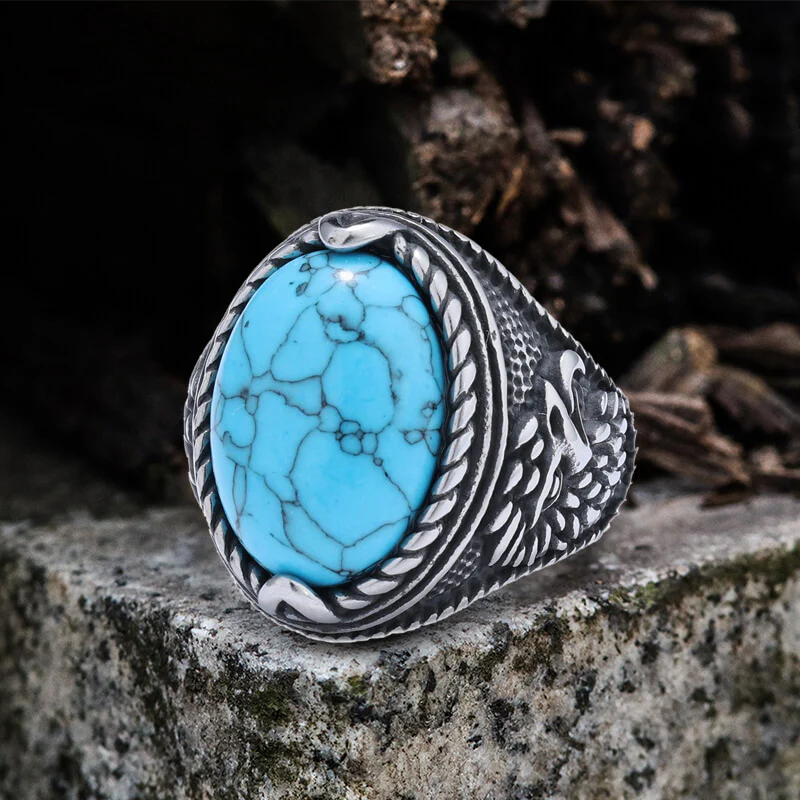 14151-vintage-turquoise-eagle-pattern-stainless-steel-ring-1.webp Vintage Turquoise Eagle Pattern Stainless Steel Ring