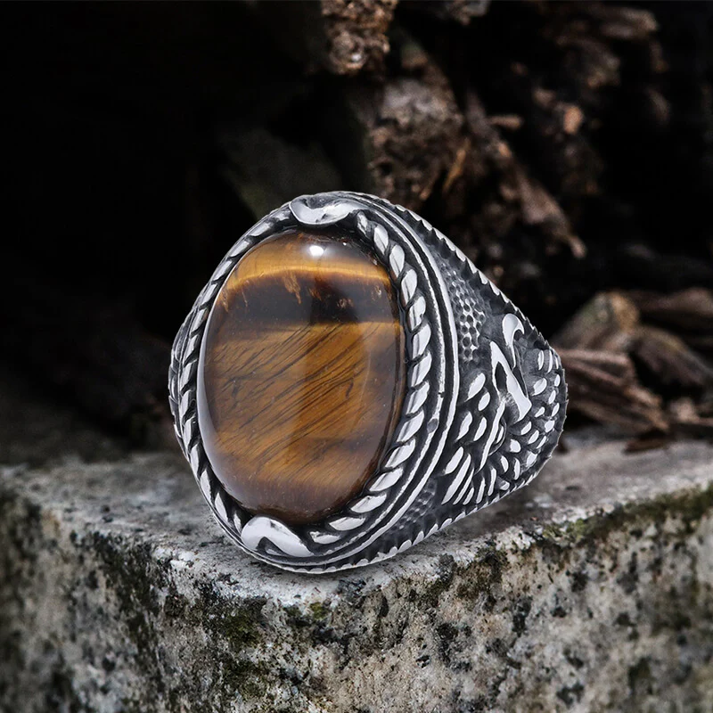 14151-vintage-turquoise-eagle-pattern-stainless-steel-ring-2.webp Vintage Turquoise Eagle Pattern Stainless Steel Ring
