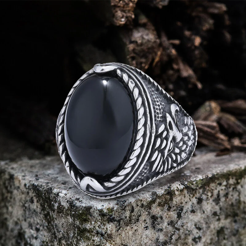 14151-vintage-turquoise-eagle-pattern-stainless-steel-ring-3.webp Vintage Turquoise Eagle Pattern Stainless Steel Ring