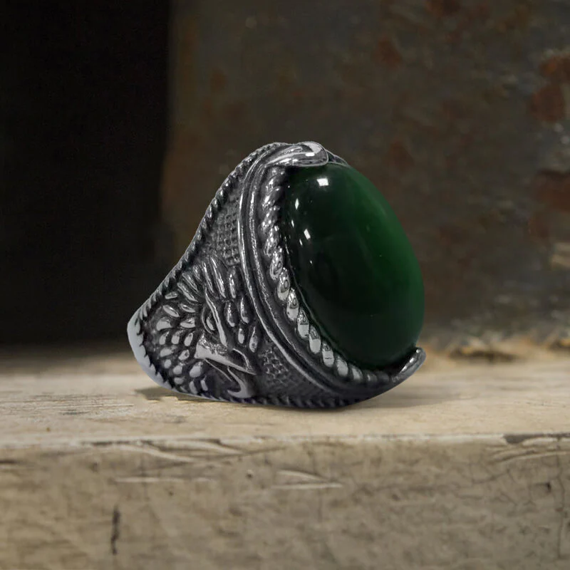 14151-vintage-turquoise-eagle-pattern-stainless-steel-ring-4.webp Vintage Turquoise Eagle Pattern Stainless Steel Ring
