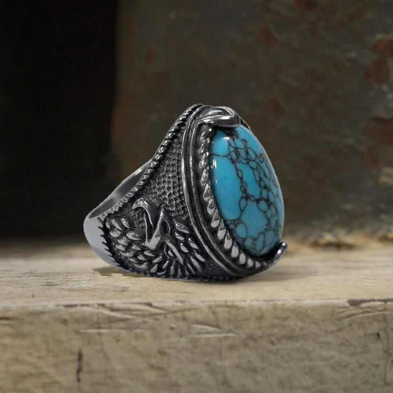 14151-vintage-turquoise-eagle-pattern-stainless-steel-ring-5.webp Vintage Turquoise Eagle Pattern Stainless Steel Ring