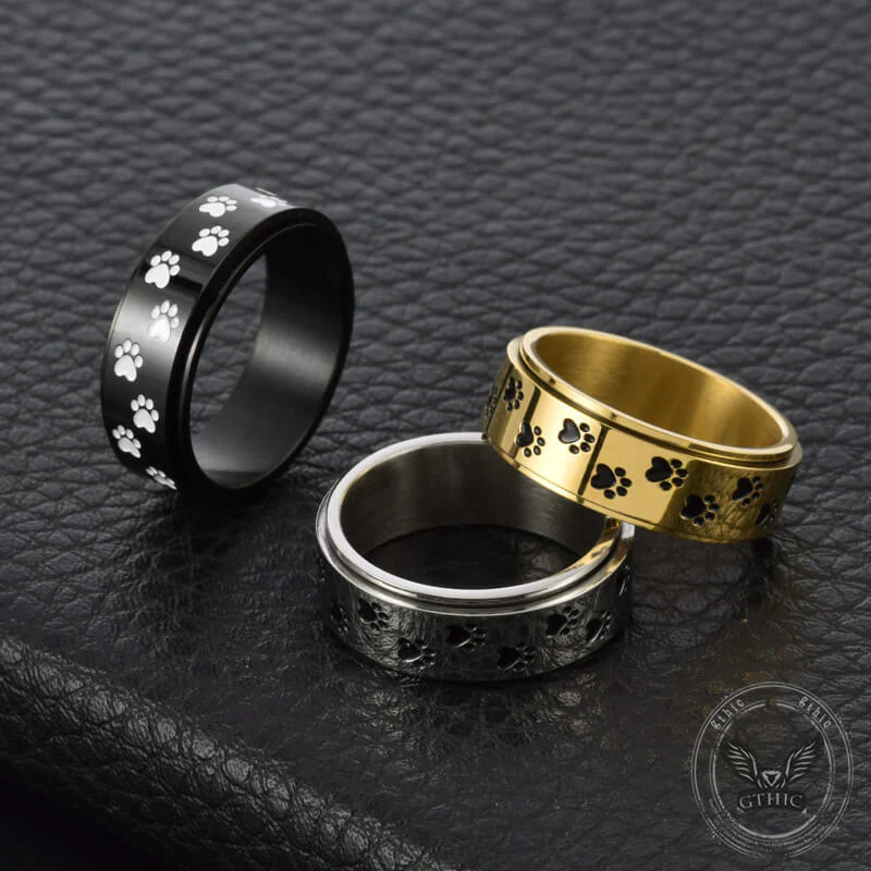 14232-vintage-dog-paw-print-stainless-steel-spinner-ring-1.webp Vintage Dog Paw Print Stainless Steel Spinner Ring